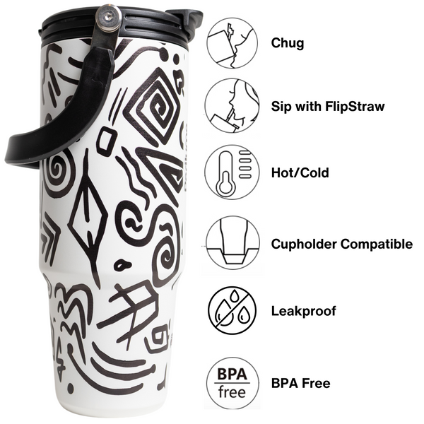 Spark Pattern Flip Straw Lid Chug and Sip Tumbler | 40 OZ